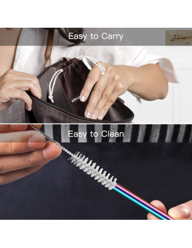 Paquete de 16 Popotes de Metal Reutilizables StrawExpert