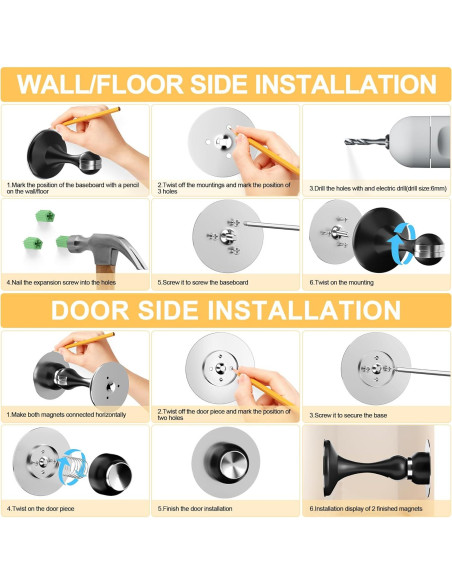 Parachoques de Puerta Magnético Crosize 1 Paquete Acero Inoxidable