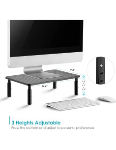 Soporte Elevador de Monitor LOTEYIKE Ajustable 3 Alturas Metal 2