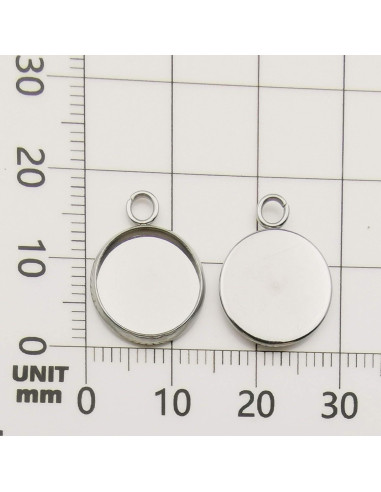 50 Bandejas de Colgante 12mm Acero Inoxidable Blanco iloveDIYbeads