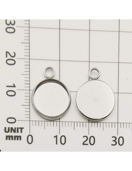 50 Bandejas de Colgante 12mm Acero Inoxidable Blanco iloveDIYbeads