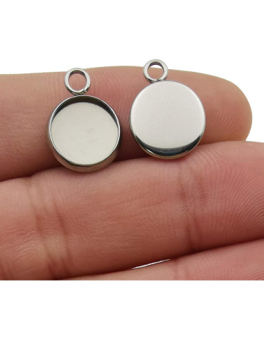 50 Bandejas de Colgante 12mm Acero Inoxidable Blanco iloveDIYbeads