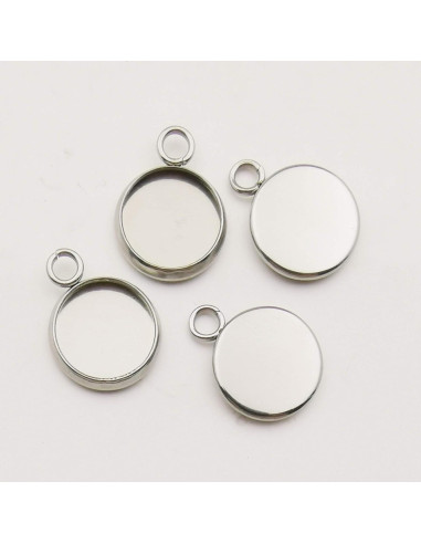 50 Bandejas de Colgante 12mm Acero Inoxidable Blanco iloveDIYbeads