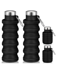 Botellas de Agua Plegables Baderke 2 Pcs 500ml Silicona Negra