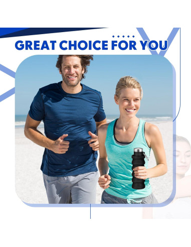 Botellas de Agua Plegables Baderke 2 Pcs 500ml Silicona Negra