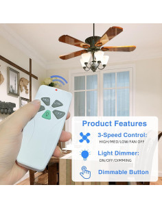 Kit Control Remoto Universal Ventilador Techo Aubric 53T 3 Velocidades 2