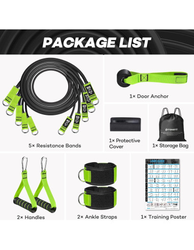 Bandas de Resistencia LETSHAKE 140 kg Verde para Ejercicio