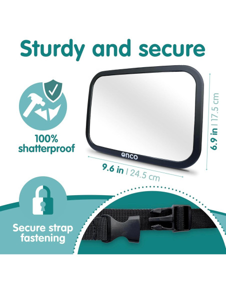 Espejo Convexo para Coche Bebé Onco 24.4x17.5cm Irrompible