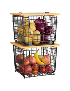 Cesta de Almacenamiento Apilable GGIU - 2 Piezas Negro 30.2x25.9x21.8 cm