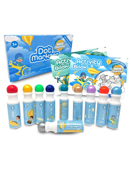 Marcadores de Puntos Lavables Wee Creators + 2 Libros Actividades
