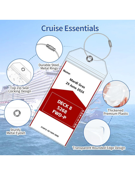 6 Etiquetas de Equipaje de Crucero SEAVILIA Impermeables