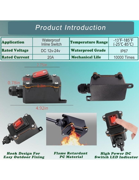 Interruptor de Palanca ON/OFF KarlKers 12V-24V IP67 20A
