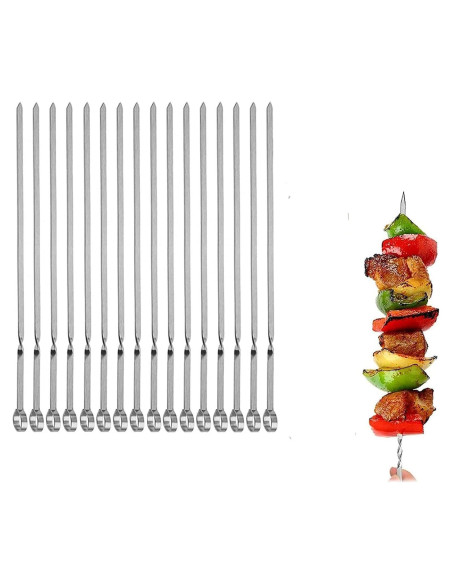 Pinchos de Acero Inoxidable Reutilizables 25.4 cm - MOCUMEI (16 Piezas)