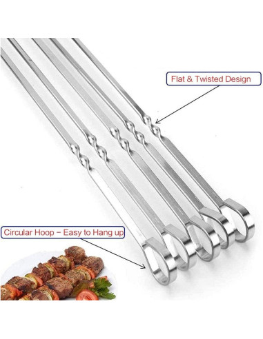 Pinchos de Acero Inoxidable Reutilizables 25.4 cm - MOCUMEI (16 Piezas)
