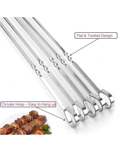 Pinchos de Acero Inoxidable Reutilizables 25.4 cm - MOCUMEI (16 Piezas)