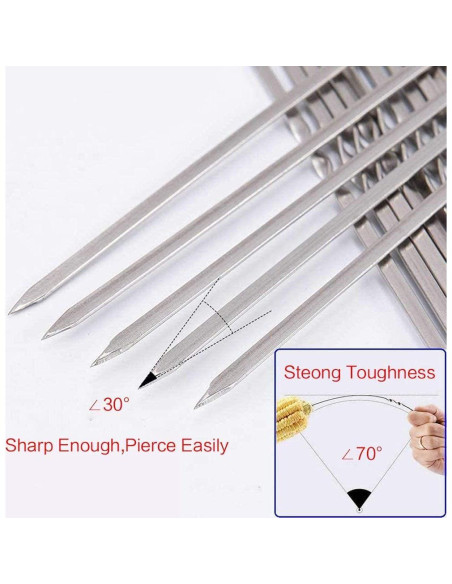 Pinchos de Acero Inoxidable Reutilizables 25.4 cm - MOCUMEI (16 Piezas)