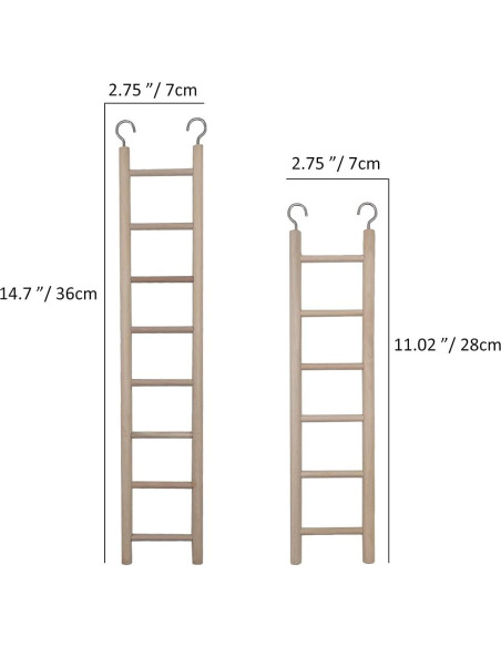 Escalera de Madera Natural LWINGFLYER 2 Piezas para Aves