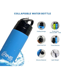 Juego de Botellas de Agua Plegables RNS Hub 600ml Silicona Verde 2