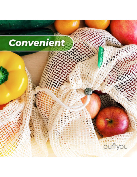 Set de 9 Bolsas Reutilizables de Algodón Orgánico Purifyou