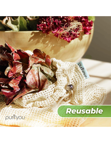Set de 9 Bolsas Reutilizables de Algodón Orgánico Purifyou