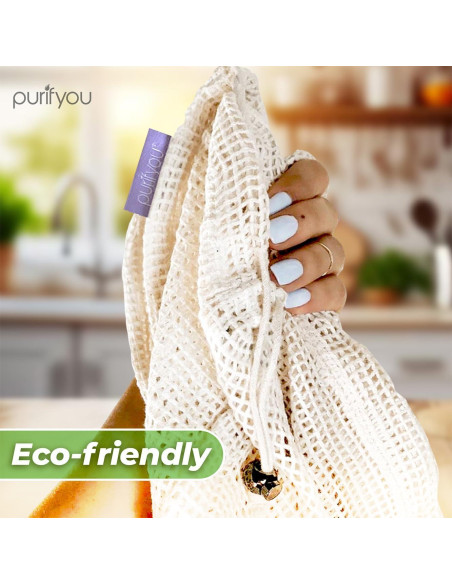 Set de 9 Bolsas Reutilizables de Algodón Orgánico Purifyou