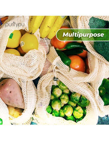 Set de 9 Bolsas Reutilizables de Algodón Orgánico Purifyou