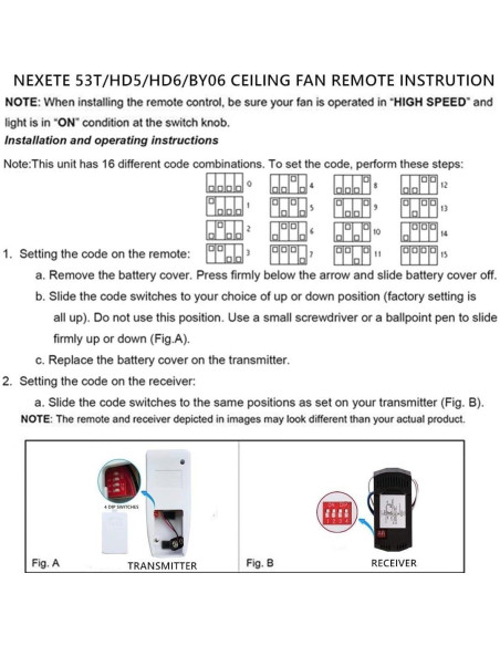 Kit de Control Remoto Universal Nexete 53T para Ventilador de Techo Kit de Control Remoto Universal Nexete 53T para Ventilador de Techo