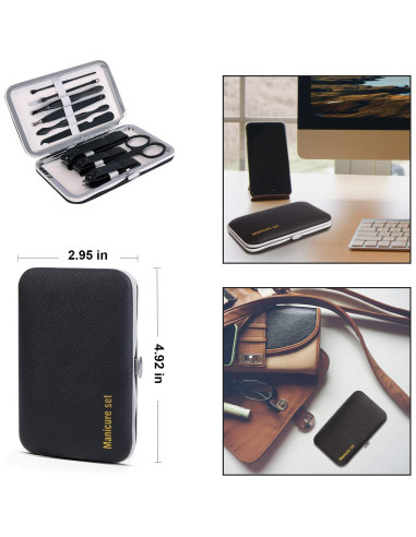 Kit de Manicura Portátil Keiby Citom 10 Piezas Acero Inoxidable Negro