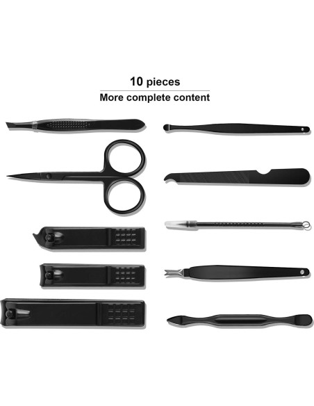 Kit de Manicura Portátil Keiby Citom 10 Piezas Acero Inoxidable Negro Kit de Manicura Portátil Keiby Citom 10 Piezas Acero Inoxidable Negro