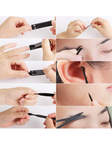 Kit de Manicura Portátil Keiby Citom 10 Piezas Acero Inoxidable Negro