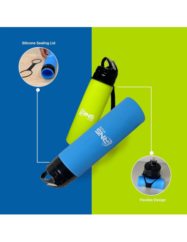 Juego de Botellas de Agua Plegables RNS Hub 600ml Silicona Verde