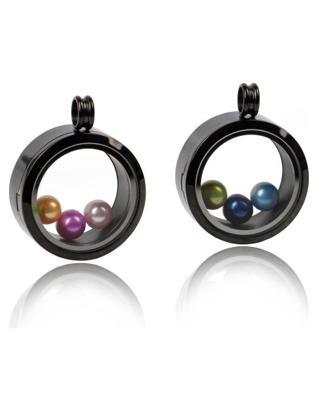 2 Colgantes Flotantes de Acero Inoxidable 316L 30mm con Perlas