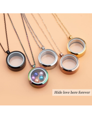 2 Colgantes Flotantes de Acero Inoxidable 316L 30mm con Perlas