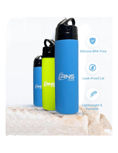 Juego de Botellas de Agua Plegables RNS Hub 600ml Silicona Verde