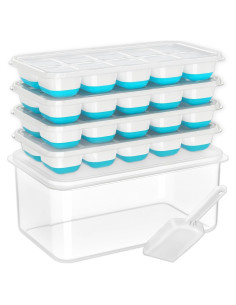 Bandeja de Hielo DOQAUS con Tapa y Contenedor - 4 Piezas