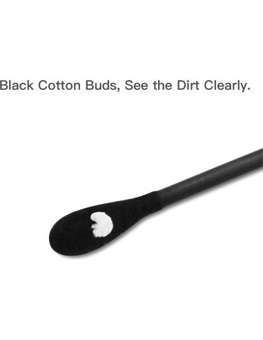 Bastones de Algodón Negros Tifanso - 200 Unidades Hipoalergénicos