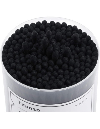 Bastones de Algodón Negros Tifanso - 200 Unidades Hipoalergénicos