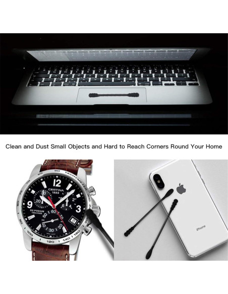 Bastones de Algodón Negros Tifanso - 200 Unidades Hipoalergénicos