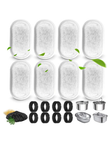Filtros de agua para gatos Petilog - 8 filtros y 8 esponjas