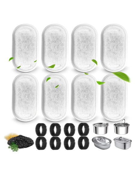 Filtros de agua para gatos Petilog - 8 filtros y 8 esponjas