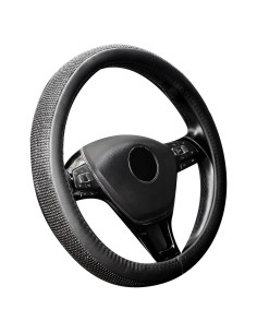 Cubierta de Volante de Cuero PU ChuLian 15" Brillante Diamante Negro