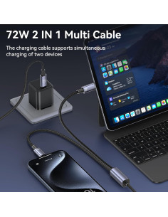 Cable de Carga Múltiple USB-C 2-en-1 USAMS 72W 1.2m 2