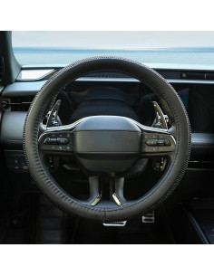 Cubierta de Volante de Cuero PU ChuLian 15" Brillante Diamante Negro 2