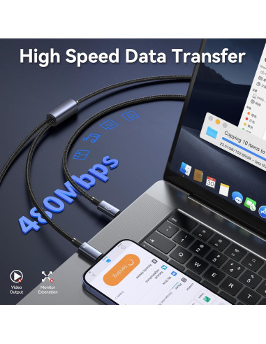 Cable de Carga Múltiple USB-C 2-en-1 USAMS 72W 1.2m