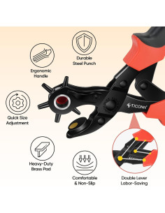 Juego de Perforación de Agujeros de Cuero TICONN - 6 Tamaños 2