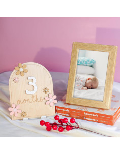 Tarjetas de Hitos Mensuales para Bebés HONOCOOLS - Madera 2