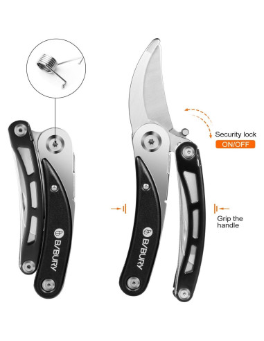 Tijeras de Jardinería Multifuncionales BIBURY, Acero Inoxidable 420