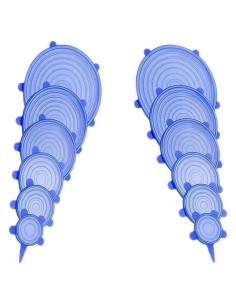 Juego de 12 Tapas de Silicona Elásticas JYYHSF - 6 Tamaños