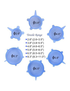 Juego de 12 Tapas de Silicona Elásticas JYYHSF - 6 Tamaños 2