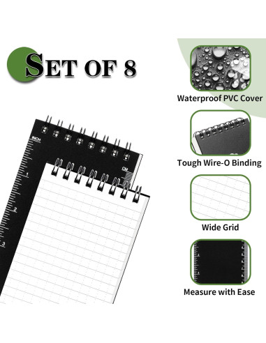 Cuaderno Impermeable COIDEA, Paquete de 8, 7.62 x 12.7 cm